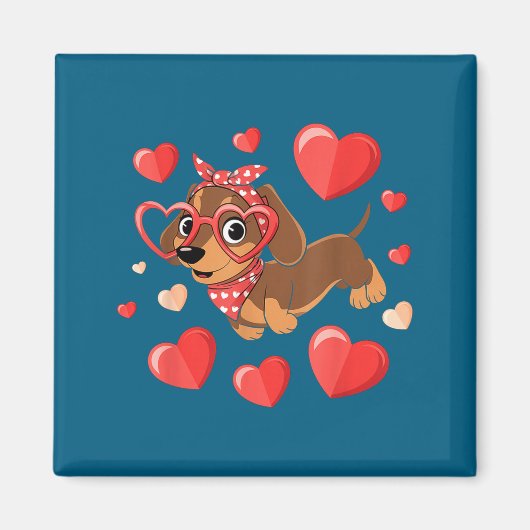 Dachshund Valentines Day Wiener Dog Lover Weenie H Magneet (Voorkant)