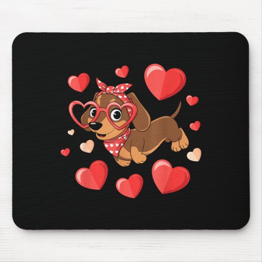Dachshund Valentines Day Wiener Dog Lover Weenie H Muismat (Voorkant)