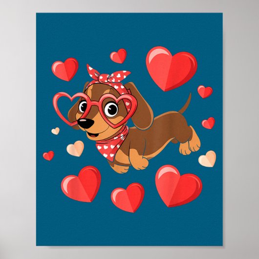 Dachshund Valentines Day Wiener Dog Lover Weenie H Poster (Voorkant)
