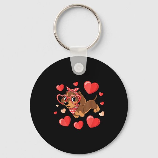 Dachshund Valentines Day Wiener Dog Lover Weenie H Sleutelhanger (Voorkant)