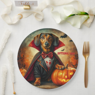 Dachshund Vampire Halloween Papieren Bordje