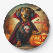 Dachshund Vampire Halloween Papieren Bordje (Voorkant)