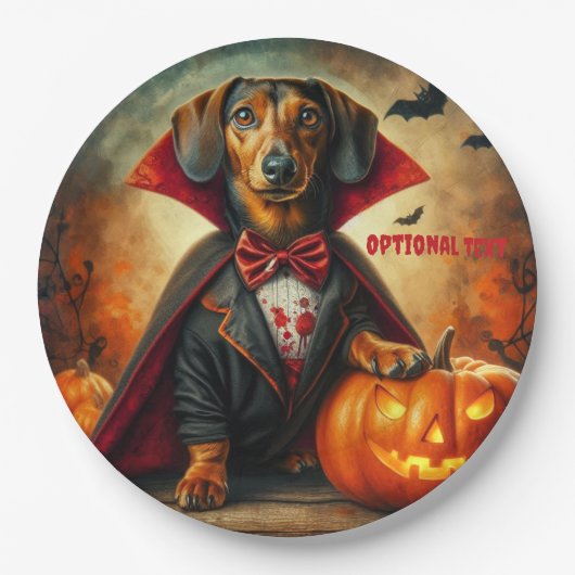 Dachshund Vampire Halloween Papieren Bordje (Voorkant)