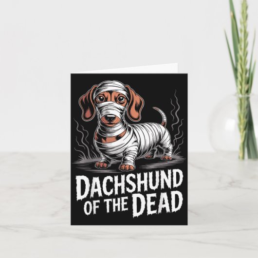 Dachshund van dode grappige hond Halloween mummie Kaart (Voorkant)