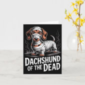 Dachshund van dode grappige hond Halloween mummie Kaart (Gele Bloem)