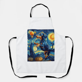 Dachshund van gogh sterrenhemel halloween Grappig Schort