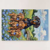 Dachshund Vergeet-mij-nietweidekunst Legpuzzel (Horizontaal)