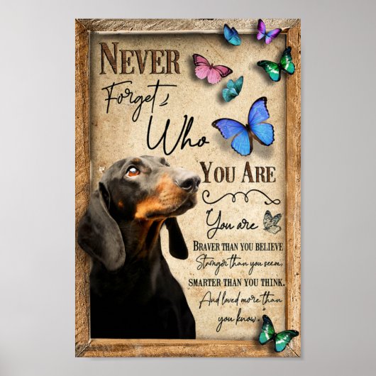 Dachshund vergeet nooit wie je bent poster (Voorkant)