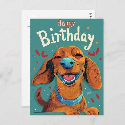 Dachshund Verjaardag  Briefkaart (Voorkant / Achterkant)