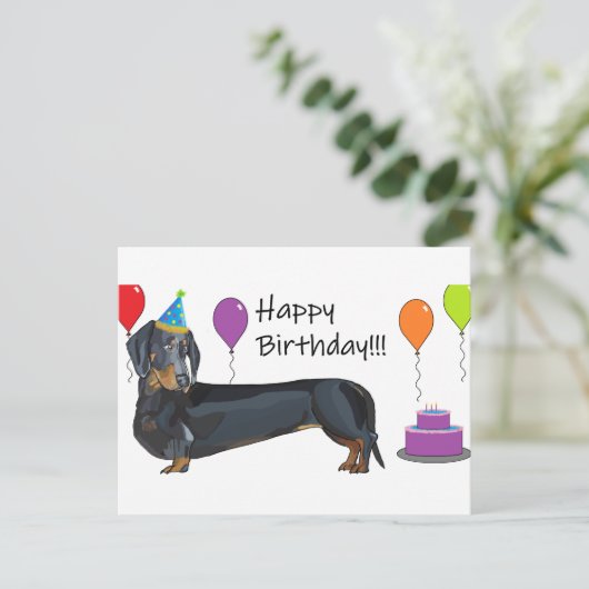 Dachshund Verjaardag Briefkaart (Staand voorkant)