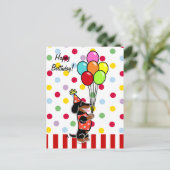 Dachshund Verjaardag Cartoon Ballonnen Briefkaart (Staand voorkant)