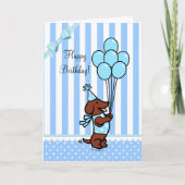 Dachshund Verjaardag Cartoon Ballonnen Kaart (Voorkant)