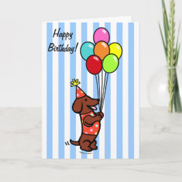 Dachshund Verjaardag Cartoon Ballonnen Kaart