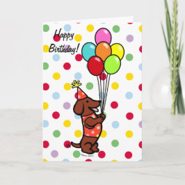 Dachshund Verjaardag Cartoon Ballonnen Kaart