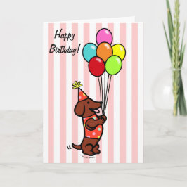Dachshund Verjaardag Cartoon Ballonnen Kaart