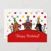 Dachshund Verjaardag Cartoon Briefkaart (Voorkant / Achterkant)