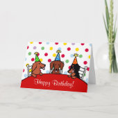 Dachshund Verjaardag Cartoon Kaart (Voorkant)