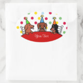 Dachshund Verjaardag Cartoon Ovale Sticker (Tas)