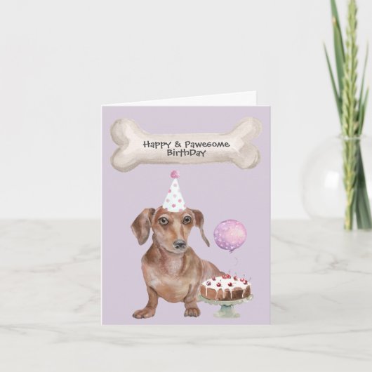 Dachshund verjaardag feestdagen kaart (Voorkant)