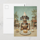 Dachshund verjaardag pannenkoekenfeest briefkaart (Voorkant / Achterkant)