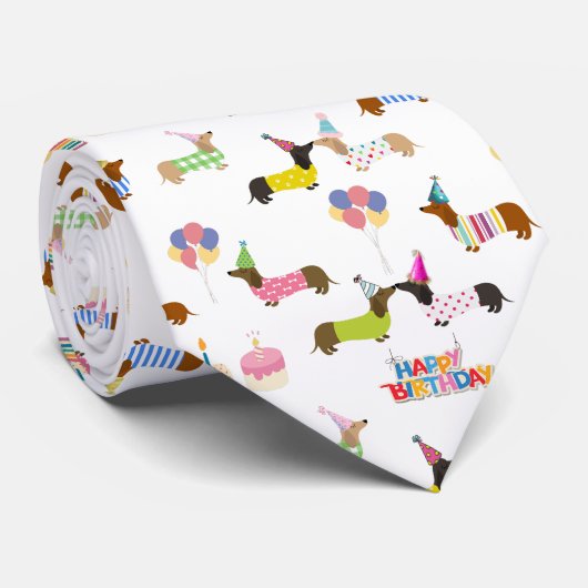 Dachshund Verjaardag Stropdas (Opgerold)