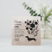 Dachshund Verjaardagsmeisje Paw-ty Schattige Puppy Kaart (Staand voorkant)