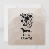 Dachshund Verjaardagsmeisje Paw-ty Schattige Puppy Kaart (Achterkant)