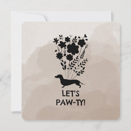Dachshund Verjaardagsmeisje Paw-ty Schattige Puppy Kaart (Achterkant)