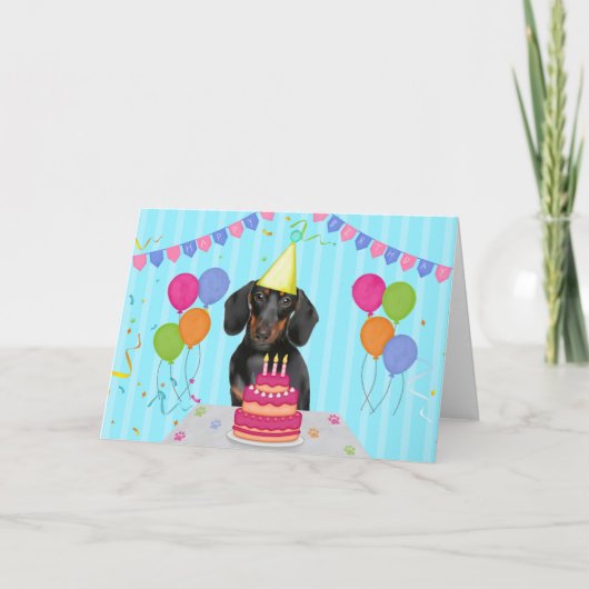 Dachshund Verjaardagsvakantie Kaart (Voorkant)
