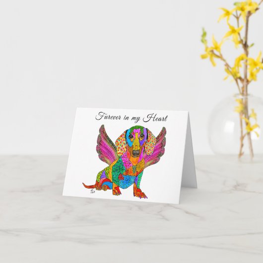 Dachshund verlies van een huisdier condoleance kaa kaart (Gele Bloem)