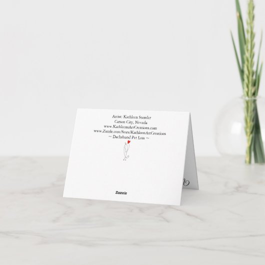 Dachshund verlies van een huisdier condoleance kaa kaart (Achterkant)