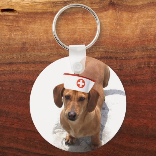 Dachshund-verpleegkundige sleutelhanger (Voorkant)