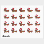 Dachshund verstrikt in kerstverlichting (rood) ronde sticker (Vel)