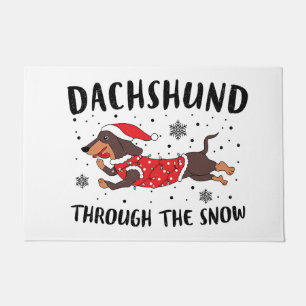 DACHSHUND VIA DE SNEEUW DEURMAT