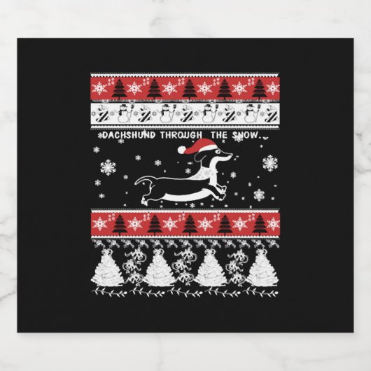 DACHSHUND VIA DE SNEEUW SPARKLING WIJNETIKET (Enkel label)