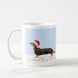 DACHSHUND VIA DE SNEEUWKANTE Kerstmis Koffiemok