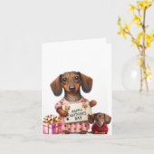 Dachshund Viering Moederdag Kaart (Gele Bloem)