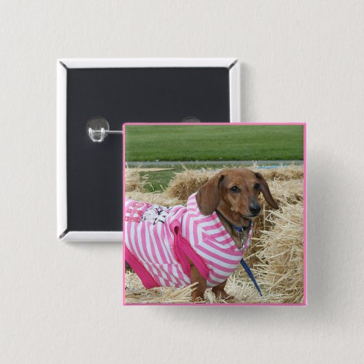 Dachshund Vierkante Button 5,1 Cm (Voorkant /achterkant)