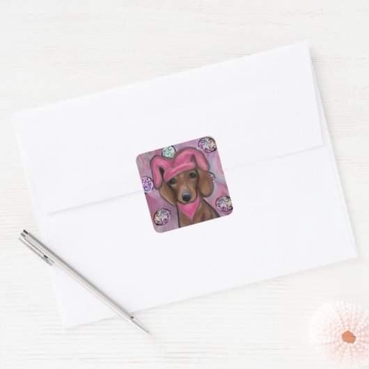 Dachshund Vierkante Sticker (Envelop)