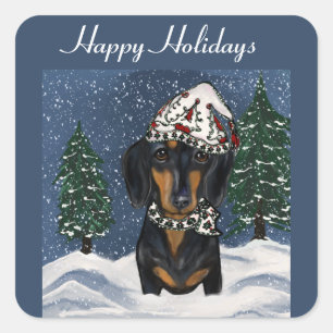 DACHSHUND VIERKANTE STICKER