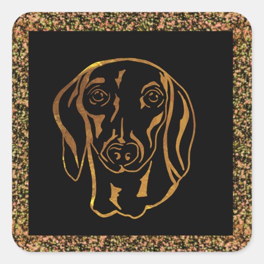 DACHSHUND VIERKANTE STICKER (Voorkant)