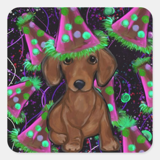 Dachshund Vierkante Sticker (Voorkant)