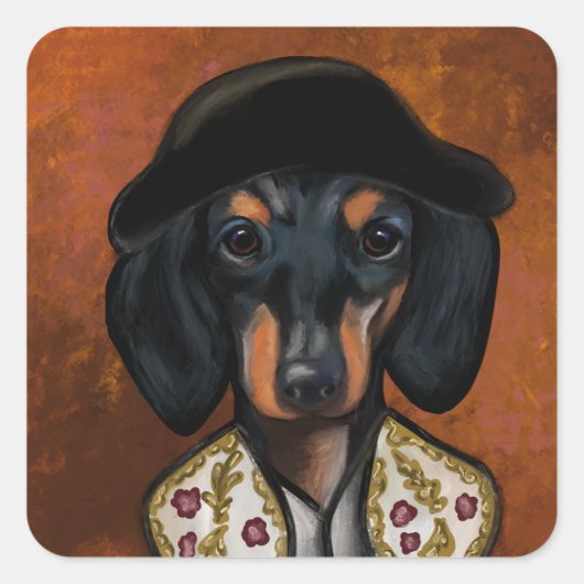 DACHSHUND VIERKANTE STICKER (Voorkant)