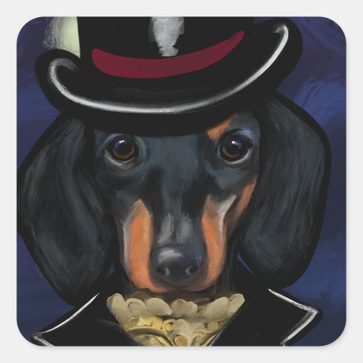 DACHSHUND VIERKANTE STICKER (Voorkant)