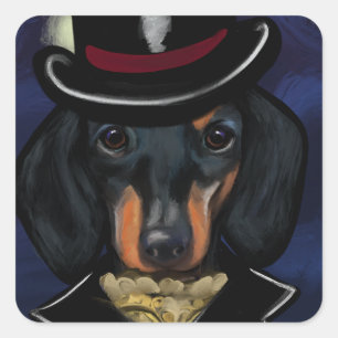 DACHSHUND VIERKANTE STICKER