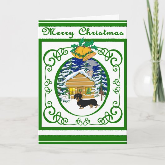 Dachshund Vintage Kerstmis Feestdagen Kaart (Voorkant)