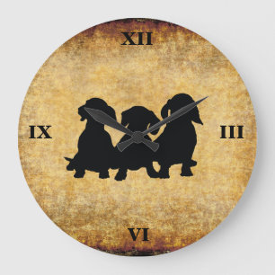 Dachshund Vintage Romeinse Cijfers Wandklok