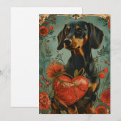 Dachshund Vintage Valentijnsdag  Feestdagenkaart (Voorkant / Achterkant)