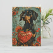 Dachshund Vintage Valentijnsdag  Feestdagenkaart (Staand voorkant)