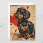 Dachshund Vintage Valentijnsdag Feestdagenkaart (Voorkant / Achterkant)